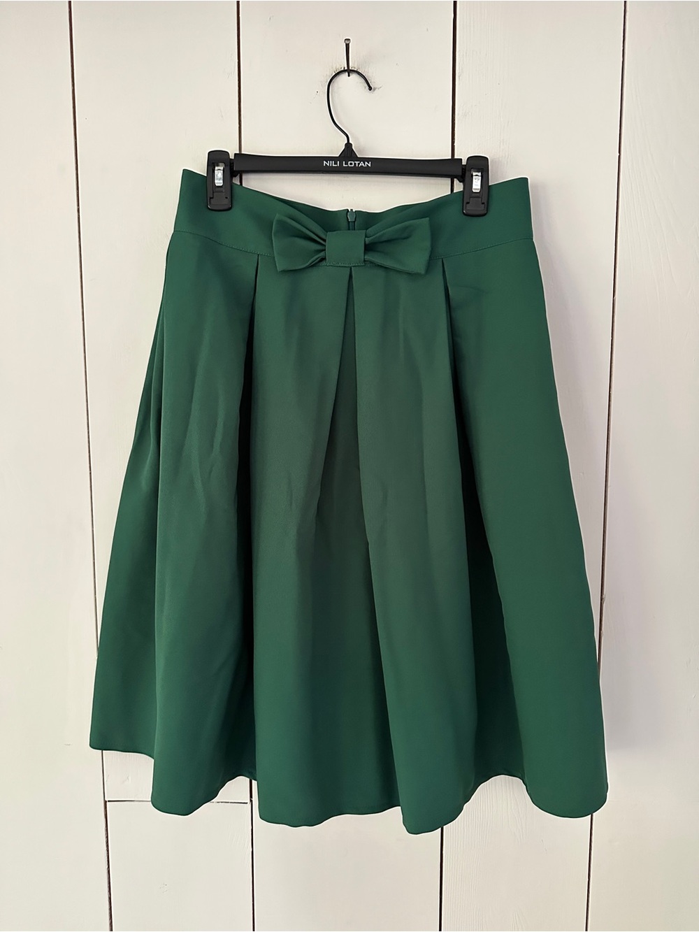 Vintage Pleated Skirt Emerald Green Bow Sz M